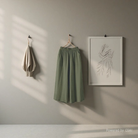 2026 Summer Casual cotton and linen wide-leg pants solid color pla-size women's new style loose elastic waisted caprix pants to hide flesh trend 101738591 2026 Summer Casual cotton and linen wide-leg pants solid color pla-size women's new style loose elastic waisted caprix pants to hide flesh trend 101738591